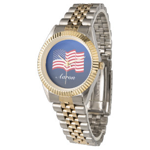 Personalisierte amerikanische Flag-Uhr Armbanduhr