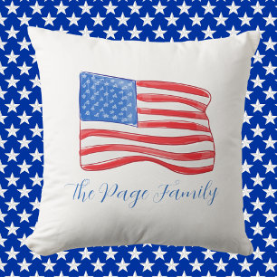 Personalisierte amerikanische Flagge Familienname  Kissen