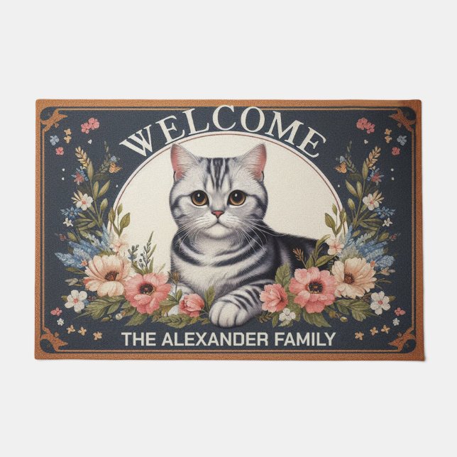 Personalisierte amerikanische Kurzzeitkatze Fußmatte (Vorderseite)