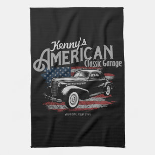Personalisierte amerikanische Oldtimer-Klassiker-G Geschirrtuch