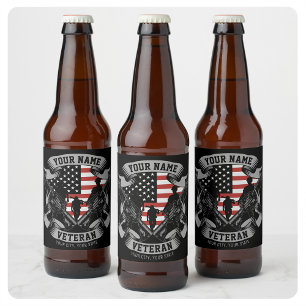 Personalisierte amerikanische Veteran Proud Vet US Bierflaschenetikett