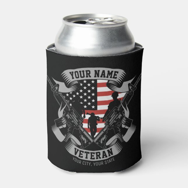 Personalisierte amerikanische Veteran Proud Vet US Dosenkühler (Kanne Vorderseite)