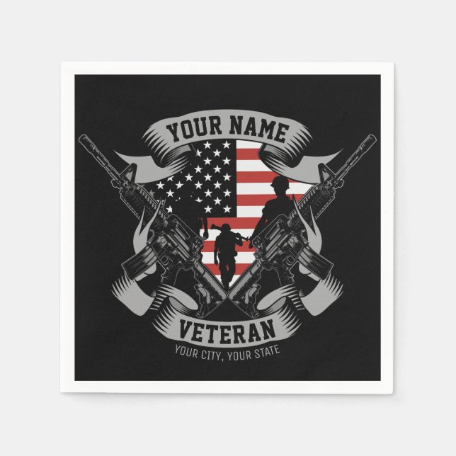 Personalisierte amerikanische Veteran Proud Vet US Serviette (Vorderseite)