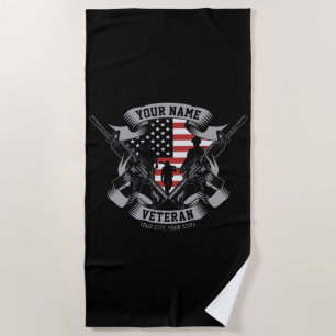 Personalisierte amerikanische Veteran Proud Vet US Strandtuch