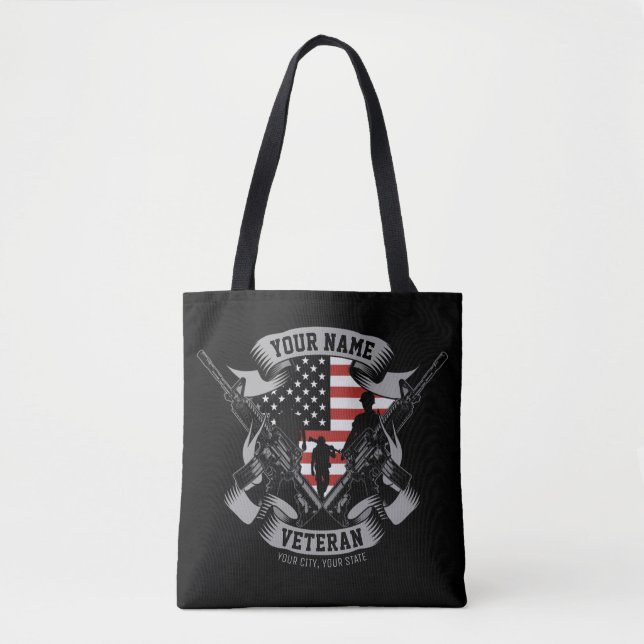 Personalisierte amerikanische Veteran Proud Vet US Tasche (Vorderseite)