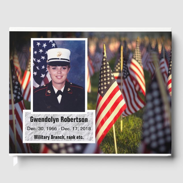 Personalisierte amerikanische Veteranenbildmemoria Gästebuch (Vorderseite)