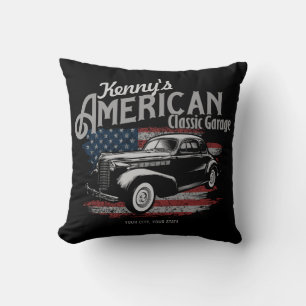 Personalisierte Amerikanische Vintage Autogarage Kissen