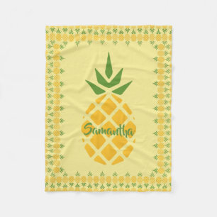 Personalisierte Ananas, bearbeitbarer gelber Hinte Fleecedecke