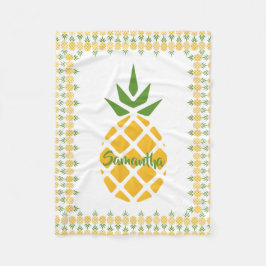 Personalisierte Ananas, bearbeitbarer weißer Hinte Fleecedecke