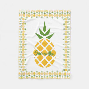 Personalisierte Ananas, bearbeitbarer weißer Hinte Fleecedecke