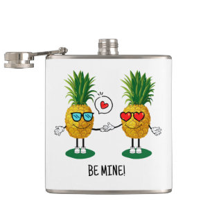 Personalisierte Ananas Emoji Liebe Couple Flachmann