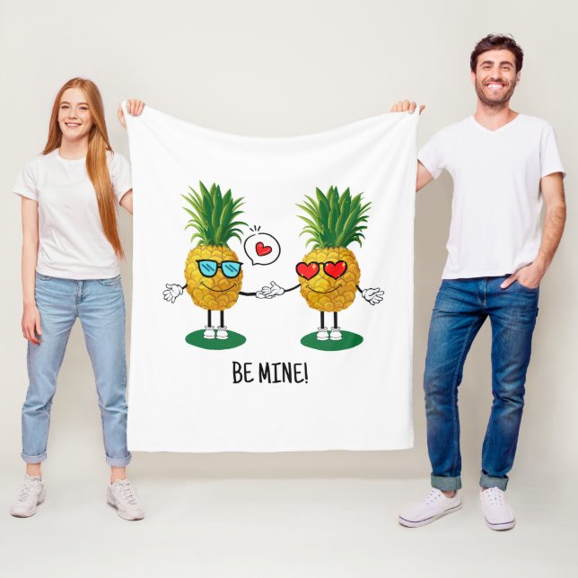 Personalisierte Ananas Emoji Liebe Couple Fleecedecke (Beispiel)