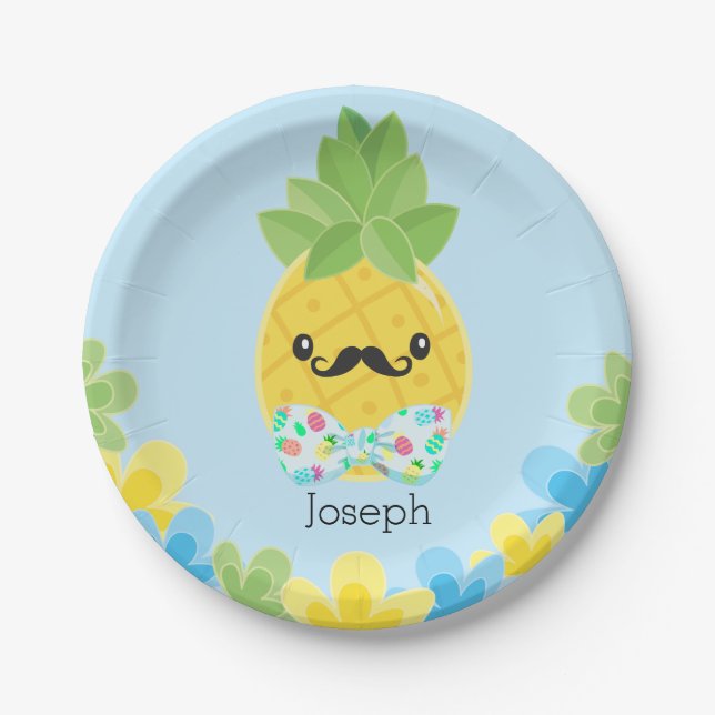 Personalisierte Ananas Kleine Mister Boys Pappteller (Vorderseite)