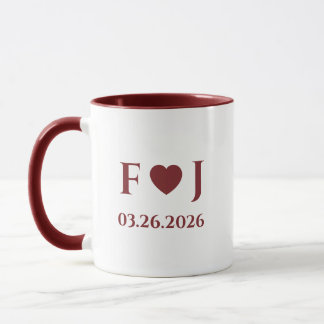 Personalisierte Anfangsbuchstaben des Paares Liebe Tasse