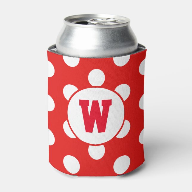 Personalisierte Anfangsbuchstaben Weißpolka rote P Dosenkühler (Kanne Vorderseite)