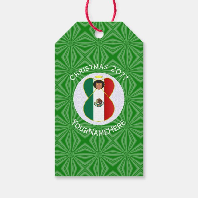 Personalisierte Angel-Weihnachtsflagge Geschenkanhänger (Vorderseite)