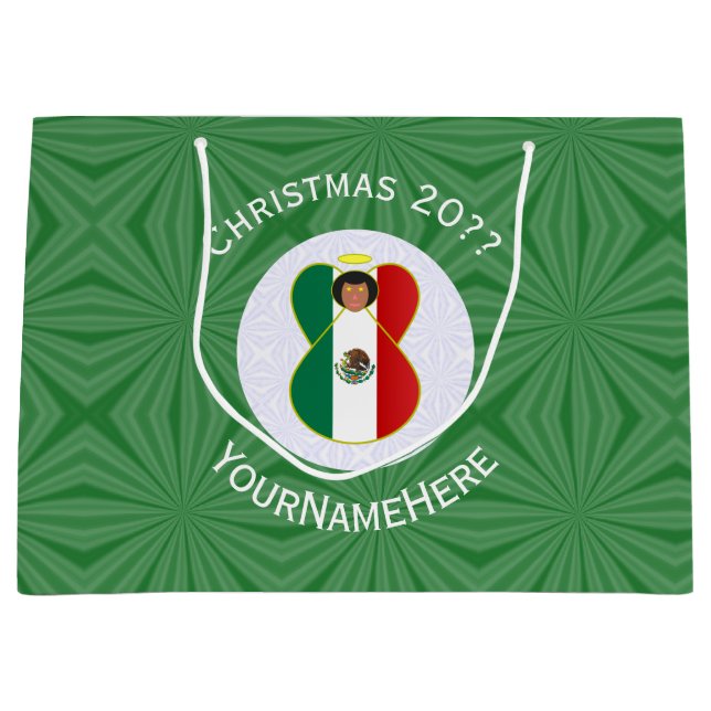 Personalisierte Angel-Weihnachtsflagge Große Geschenktüte (Vorderseite)