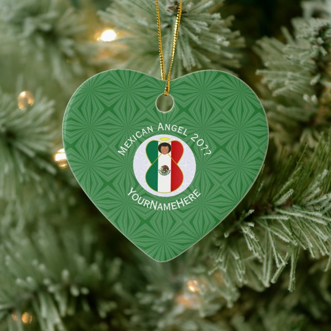 Personalisierte Angel-Weihnachtsflagge Keramik Ornament (Baum)