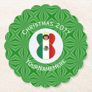 Personalisierte Angel-Weihnachtsflagge Untersetzer