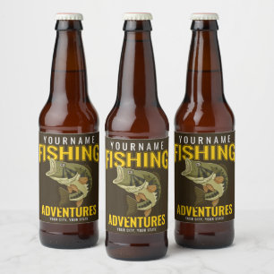 Personalisierte Angelabenteuer Bass-Angler  Bierflaschenetikett