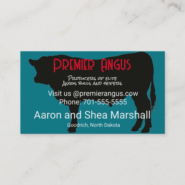 Personalisierte Angus Bull-Silhouette-Visitenkarte Visitenkarte (Vorderseite)