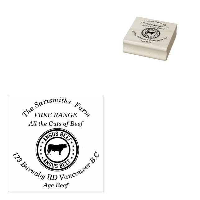 Personalisierte Angus-Rind-Farm Gummistempel (Stempel)