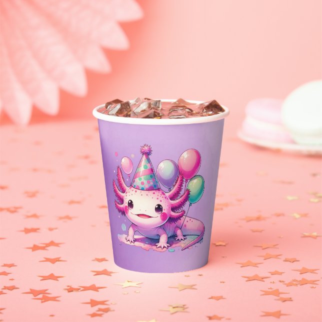Personalisierte Anime Axolotl Girl zum Geburtstag Pappbecher (Insitu)