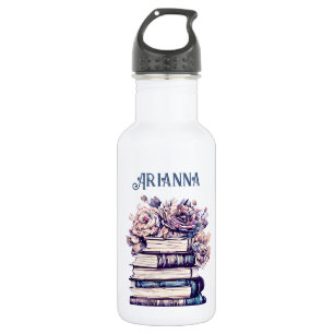 Personalisierte antike Bücher und Rose Edelstahlflasche
