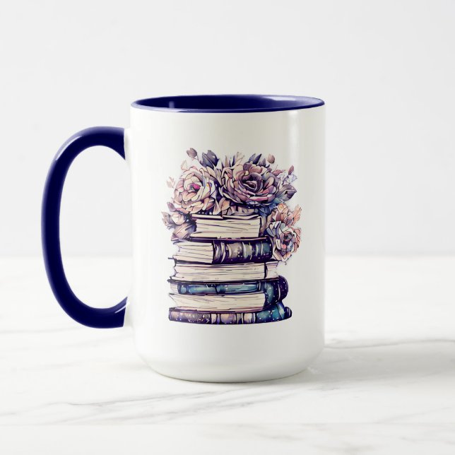 Personalisierte antike Bücher und Rose Tasse (Links)