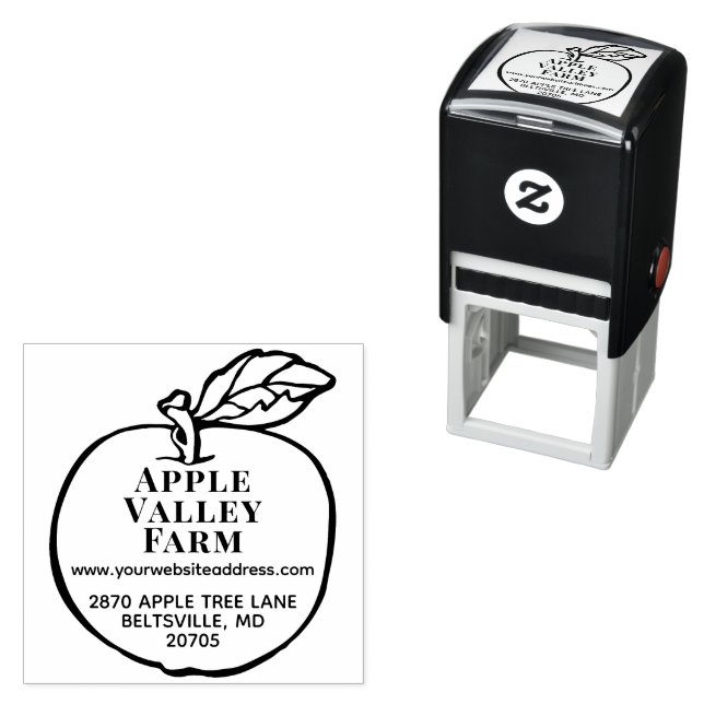 Personalisierte Apfelbauern Orchard-Rücksendeadres Permastempel (Beispiel)