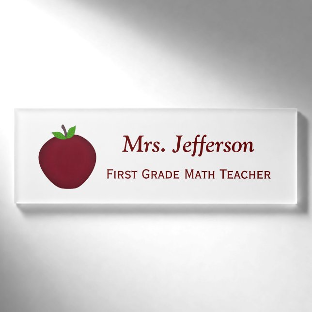 Personalisierte Apple-Lehrer-Namensumbau Namenschild (Vorderseite)