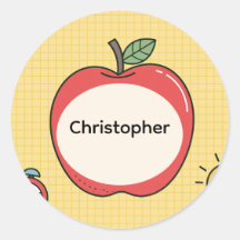Personalisierte Apple-Namensaufkleber für den Schu