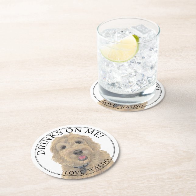 Personalisierte Apricot Golden Doodle Hochzeit Runder Pappuntersetzer (Vor Ort)