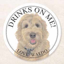 Personalisierte Apricot Golden Doodle Hochzeit Runder Pappuntersetzer
