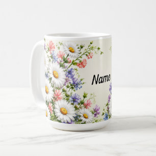 Personalisierte April-Geburtsblume Gänseblümchen u Kaffeetasse