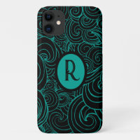 Personalisierte Aqua & Black Artistic Wirbel