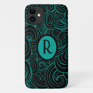 Personalisierte Aqua & Black Artistic Wirbel Case-Mate iPhone Hülle