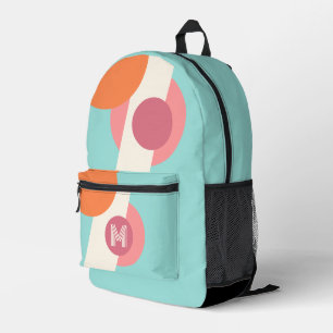 Personalisierte Aqua-Blau-Grün-Pink-Orange-Retro-K Bedruckter Rucksack