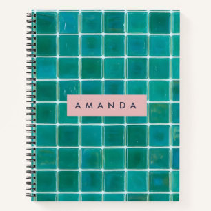 Personalisierte aqua blaue Glas-Mosaikfliese Notizbuch