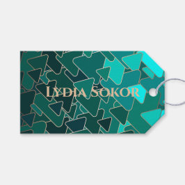 Personalisierte Aquamarin- und Goldgeometrie Geschenkanhänger