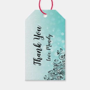 Personalisierte Aquamarine Bokeh Danke, dass Sie G Geschenkanhänger