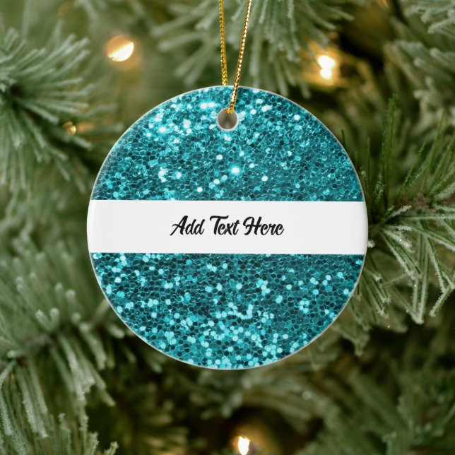 Personalisierte Aquamarine Keramik Keramik Ornament (Baum)