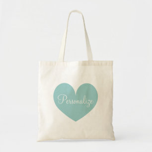 Personalisierte aquamarine Liebe Herzform Totbeute Tragetasche