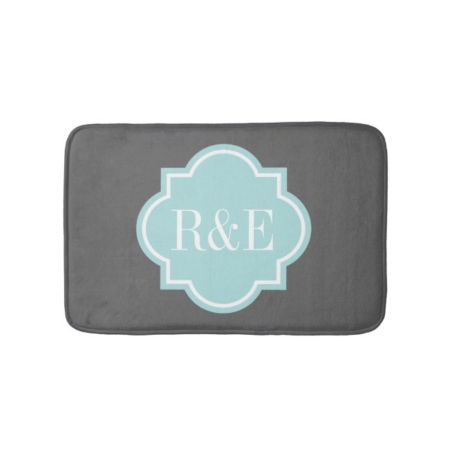 Personalisierte aquamarine quatrefoil badematte (Vorderseite)