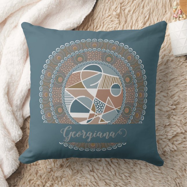 Personalisierte Aquamarine und Gold Abstrakt Accen Kissen (Decke)