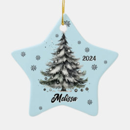 personalisierte aquamarine Verzierung Keramik Ornament