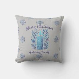 Personalisierte Aquamarine Weihnachtskerze und Sch Kissen