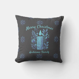 Personalisierte Aquamarine Weihnachtskerze und Sch Kissen