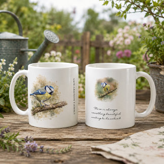 Personalisierte Aquarell Blaumeise inspirierend Kaffeetasse