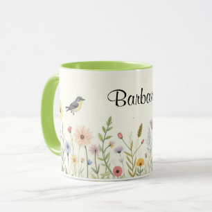 Personalisierte Aquarell-Blumen-Kaffee Tasse